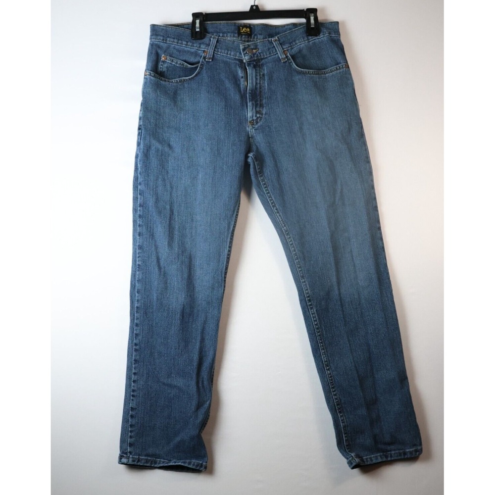 Lee Mens Relaxed Fit Straight Leg Jeans Medium Wash Blue 36x30 Newman